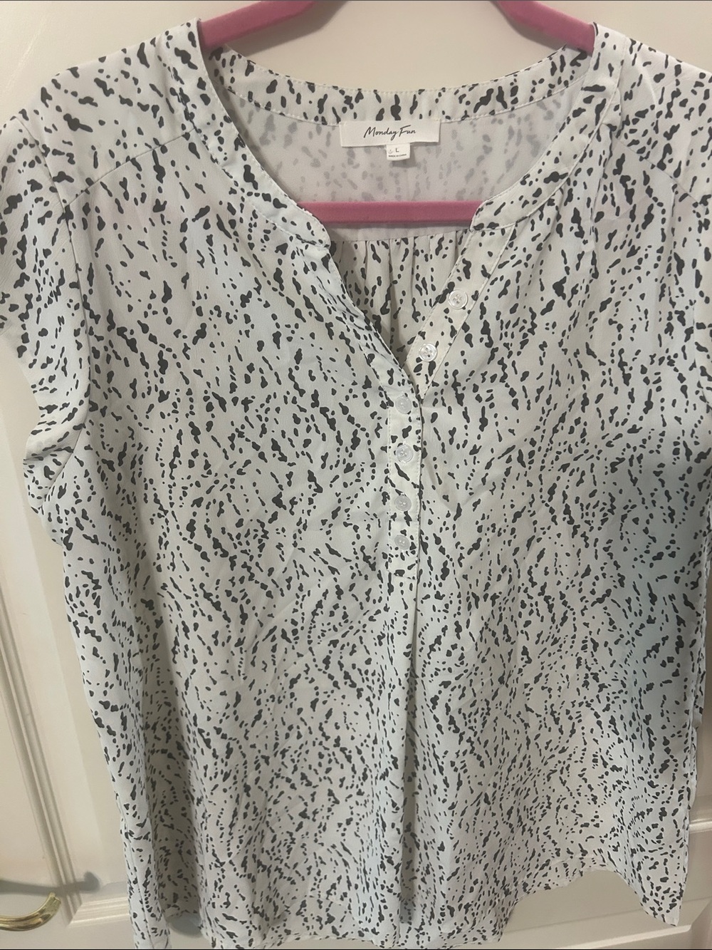 Monday fun black and white Print Button-Front Women’s Top
